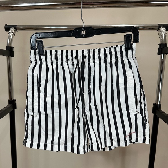 The Kooples Swim The Kooples Mens Black And White Stripe Swim